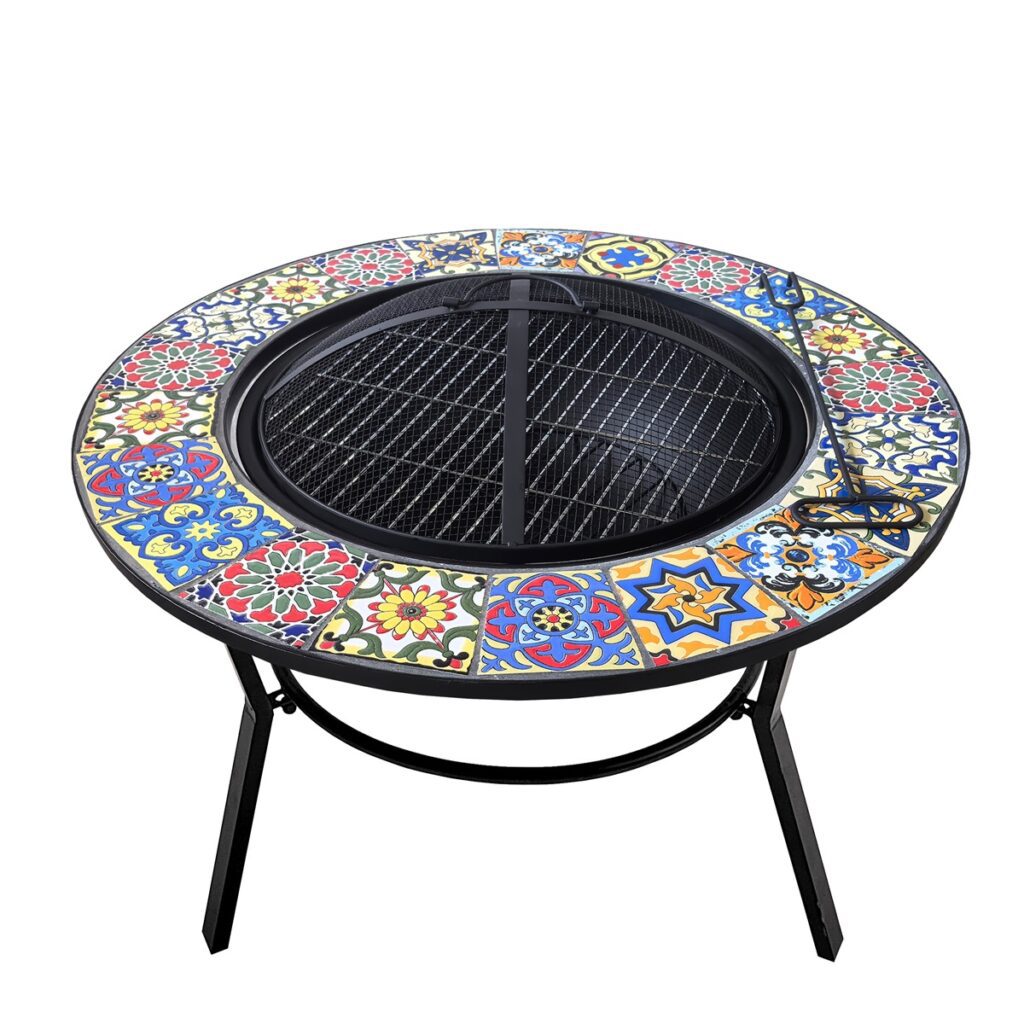 Marrakesh Mosaic Fire Pit With BBQ Grill 5029936998026 2